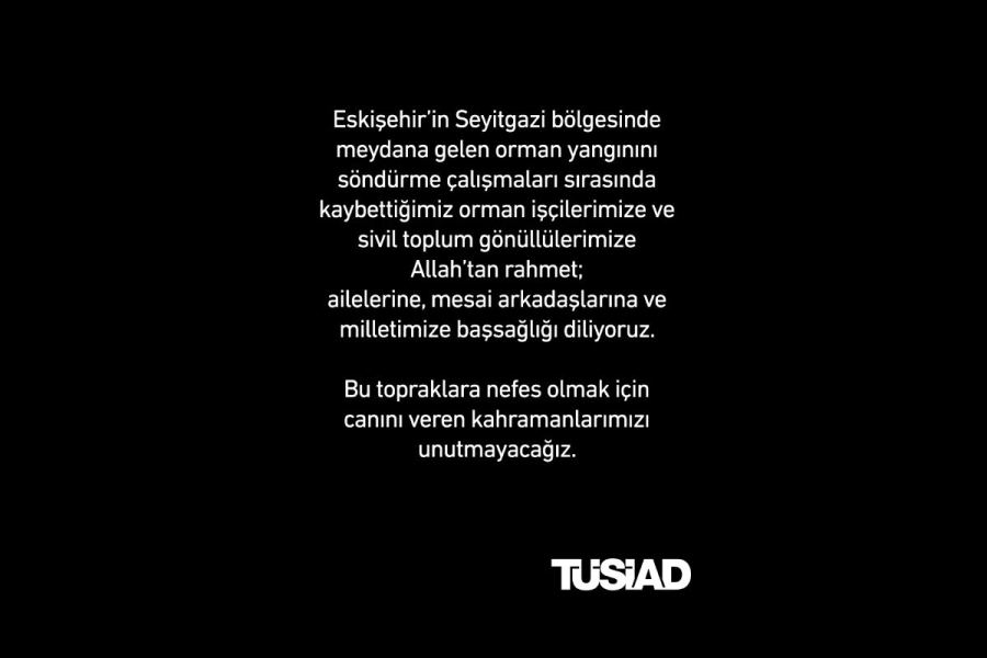 Eskişehir’in Seyitgazi bölgesinde meydana gelen orman yangınını söndürme çalışmaları sırasında kaybettiğimiz orman işçilerimize ve sivil toplum gönüllülerimize Allah’tan rahmet; ailelerine, mesai arkadaşlarına ve milletimize başsağlığı diliyoruz