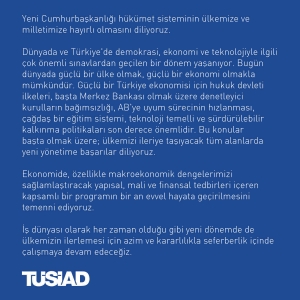 TÜSİAD BASIN BÜLTENİ -  10 TEMMUZ 2018