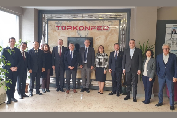 TÜSİAD Başkanı Simone Kaslowski başkanlığındaki heyet, TÜRKONFED Başkanı Orhan Turan başkanlığındaki heyeti ziyaret etti