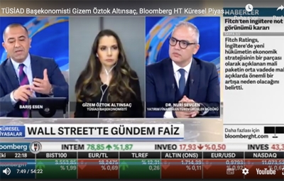 TÜSİAD Baş Ekonomisti Gizem Öztok Altınsaç Bloomberg HT&#039;de yayınlanan Küresel Piyasalar programına katıldı.