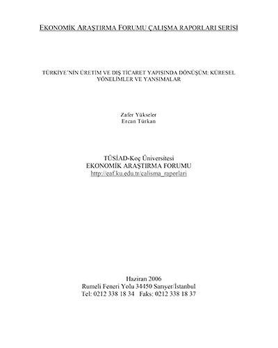 Türkiye&#039;nin Üretim ve Dış Ticaret Yapısında Dönüşüm - Küresel Yönelimler ve Yansımaları