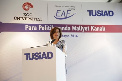 TÜSİAD ve Koç Üniversitesi işbirliği ile oluşturulan Ekonomik Araştırma Forumu (EAF) 27 Mayıs Cuma günü InterContinental Otel'de "Para Politikasında Maliyet Kanalı" başlıklı bir panel düzenledi