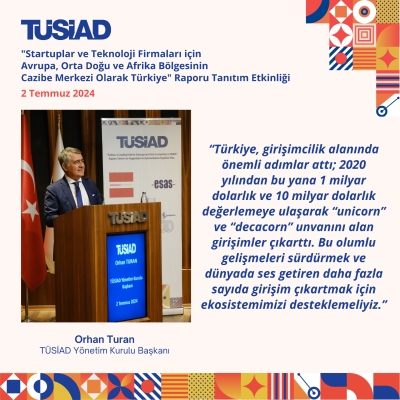 TÜSİAD “Startuplar ve Teknoloji Firmaları için Avrupa, Orta Doğu ve Afrika Bölgesinin Cazibe Merkezi Olarak Türkiye” raporu kamuoyuna sunuldu