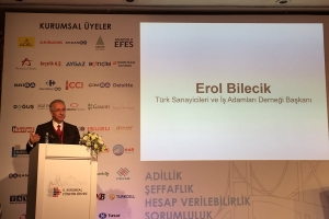 TÜSİAD Yönetim Kurulu Başkanı Erol Bilecik, Türkiye Kurumsal Yönetim Derneği'nin (TKYD) düzenlediği "10. Kurumsal Yönetim Zirvesi"nde bir açılış konuşması gerçekleştirdi
